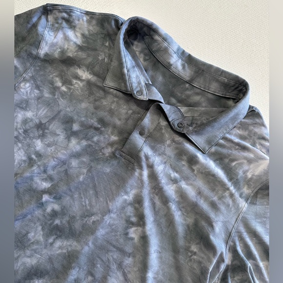Lululemon Mens Evolution Polo *Wash in Diamond Dye Asphalt Grey Size Large EUC - Picture 2 of 12